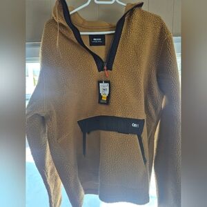 Outdoor Research Tan Sherpa Zip-Up Hoodie with Black Trim
